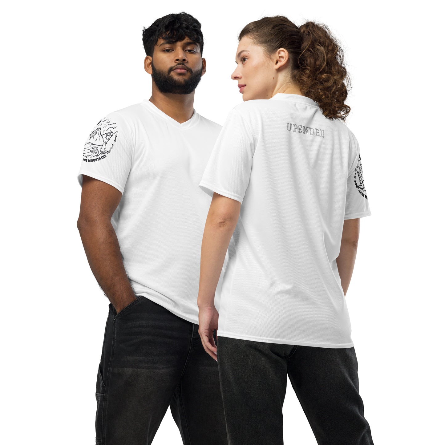 UPENDED RECYCLED UNISEX SPORTS JERSEY TAKE ME TO THE MOUNTAINS