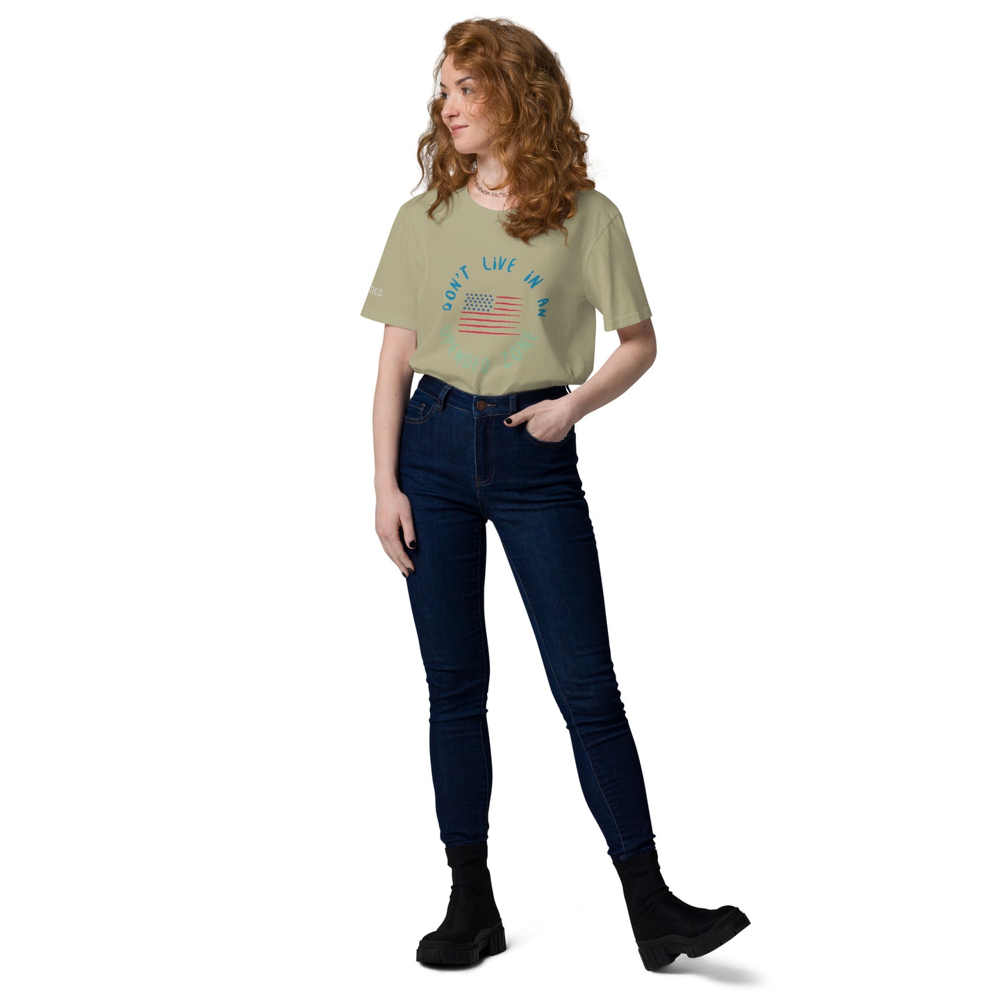 UPENDED UNISEX ORGANIC COTTON T-SHIRT DON'T LIVE IN AN UPENDED ZONE